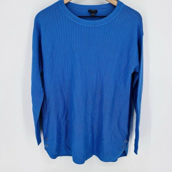 Talbots Blue Pullover Lightweight Sweater Button Detail Size Medium NWOT - Picture 1 of 5